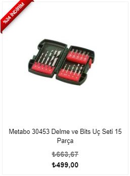 Metabo 30453 Delme ve Bits Uç Seti 15 Parça